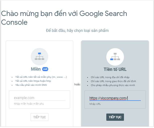 đăng kí google search console