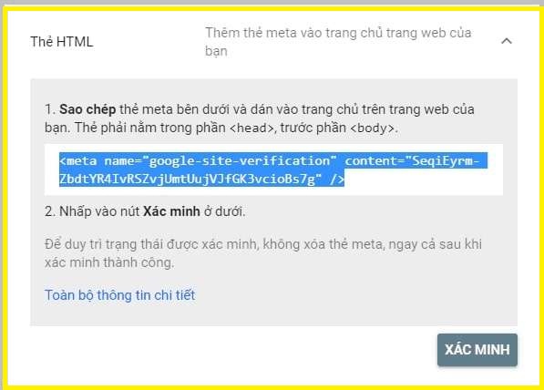 xác minh bằng phương thức html