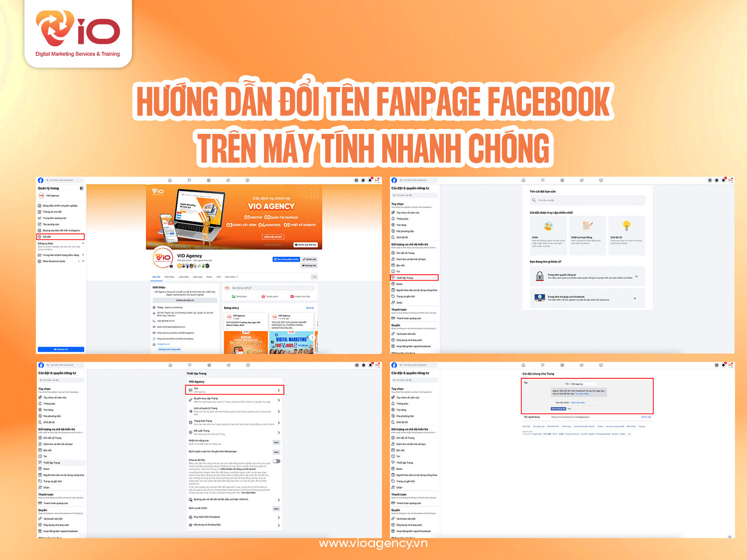 Hướng dẫn đổi tên Fanpage Facebook trên máy tính nhanh chóng