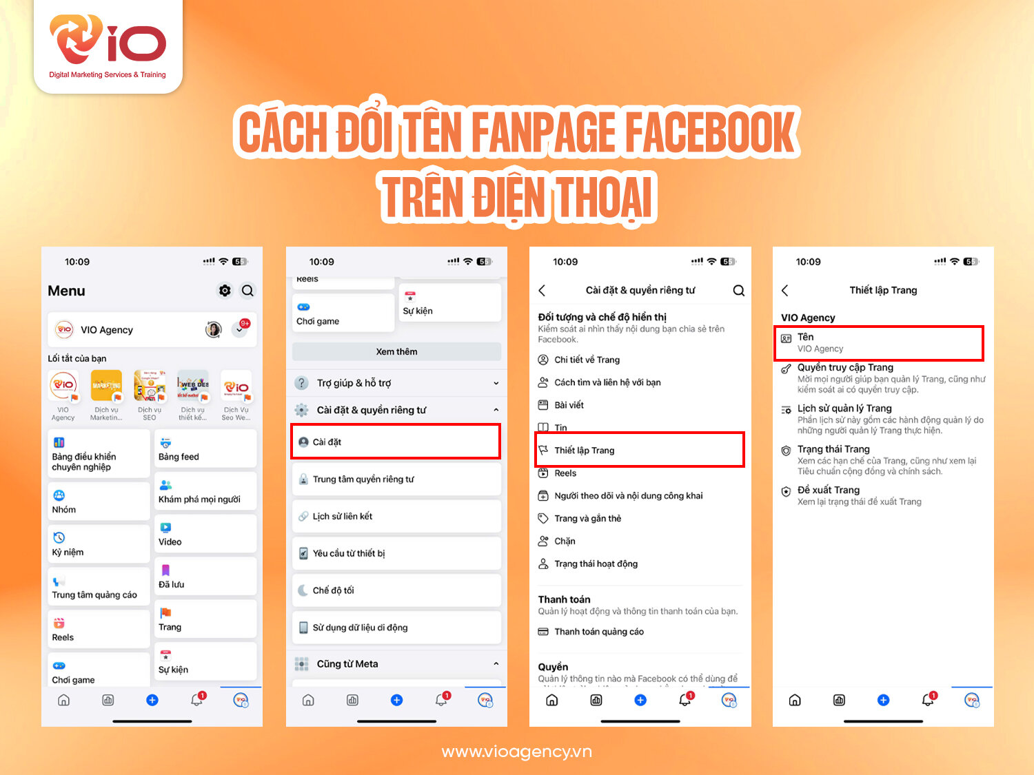 Cách đổi tên Fanpage trên điện thoại