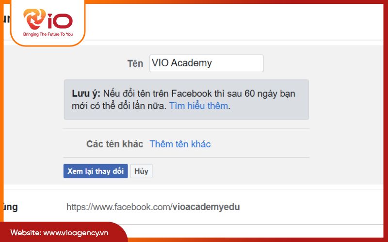 Giới hạn độ dài tên Fanpage