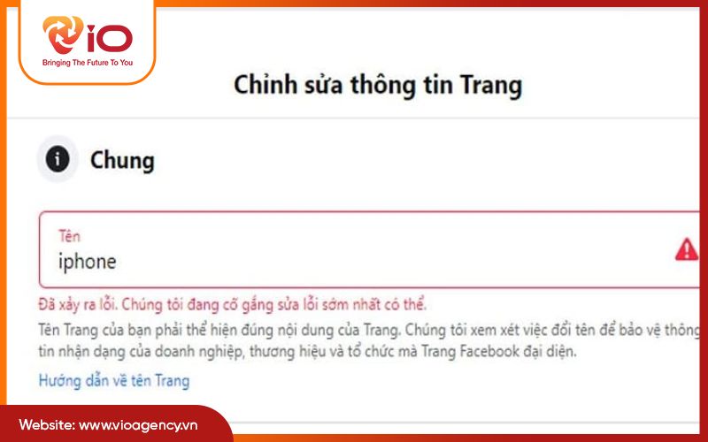 Trường hợp không đổi được tên Fanpage