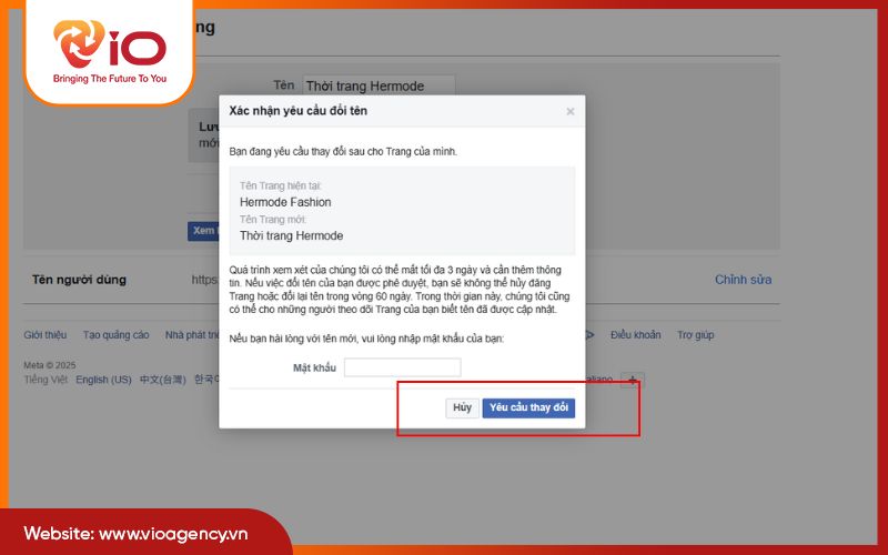 Bước 4: Gửi yêu cầu đổi tên