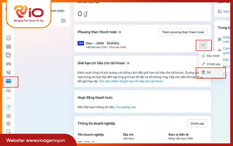 Cách gỡ hoặc thay đổi phương thức thanh toán quảng cáo Facebook