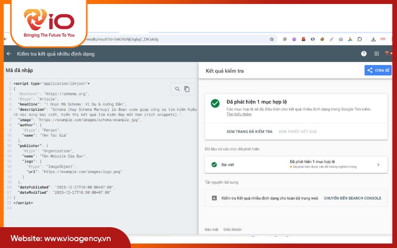Kiểm tra Schema bằng Rich Results Test của Google
