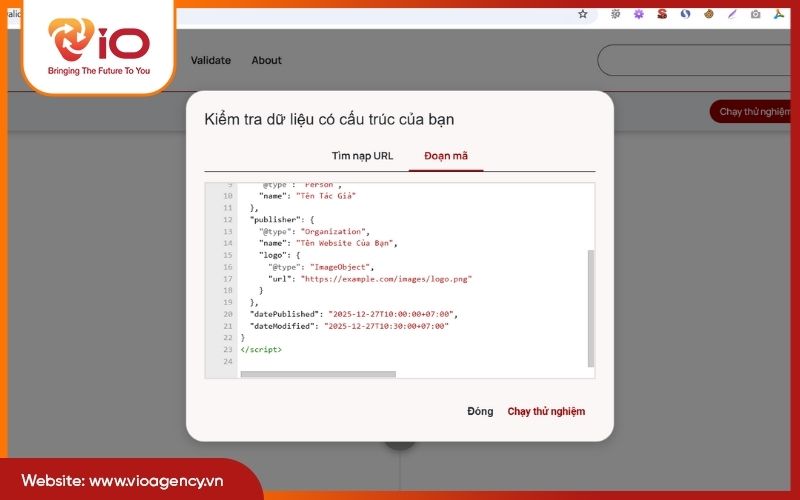 Kiểm tra Schema bằng Schema Markup Validator
