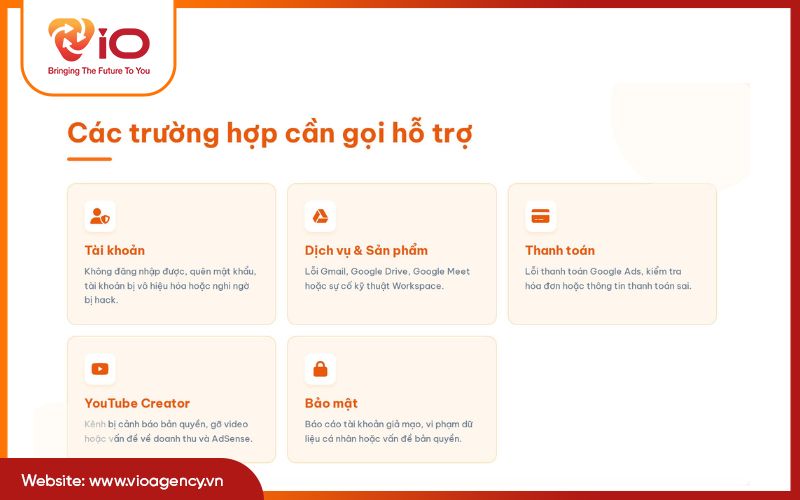 Các trường hợp cần gọi đến tổng đài hỗ trợ Google Việt Nam