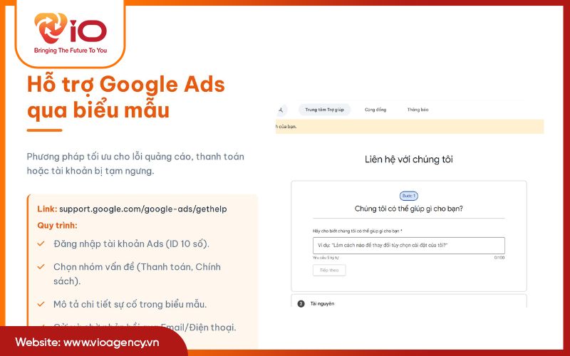 Liên hệ tổng đài hỗ trợ Google Ads qua biểu mẫu
