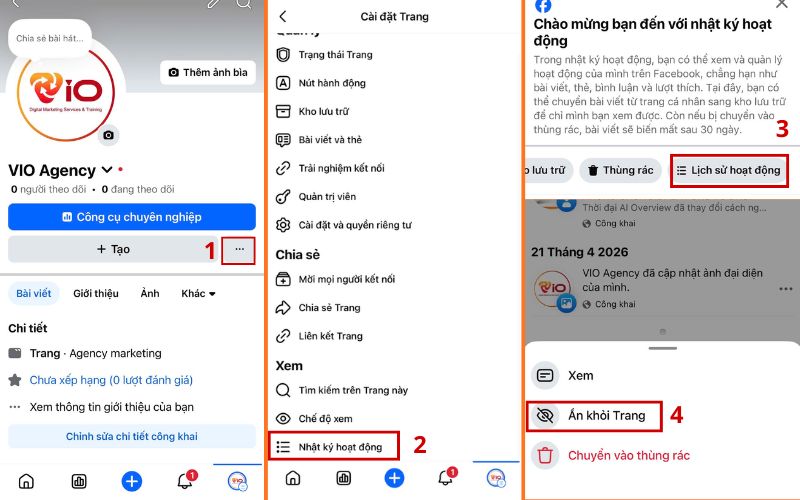 Cách ẩn bài viết trên fanpage bằng điện thoại