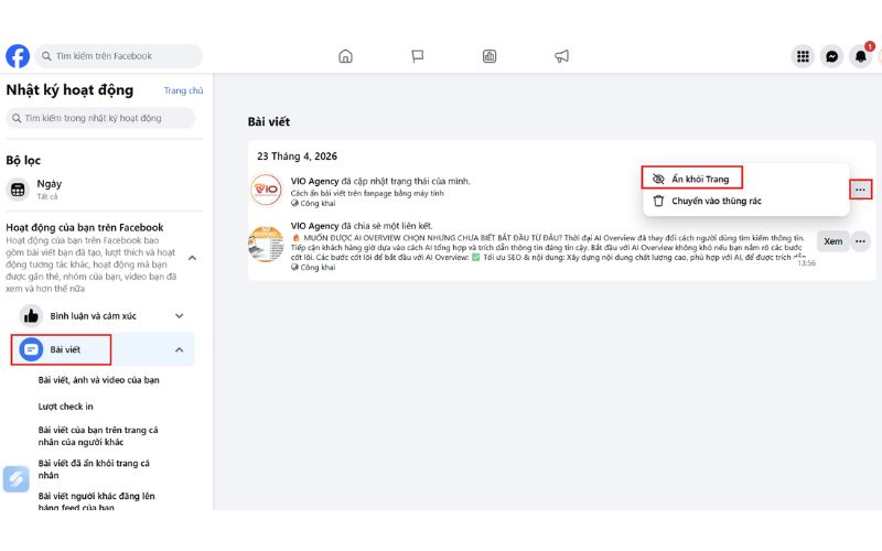 Cách khôi phục bài viết đã ẩn trên facebook