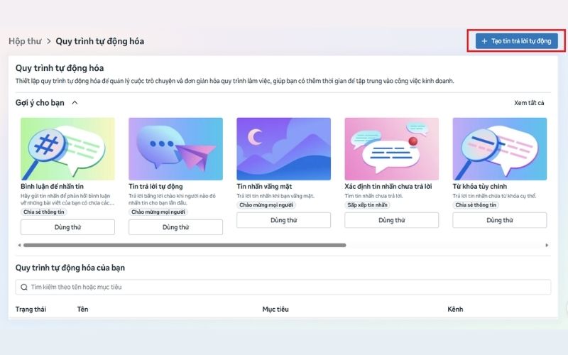 Tạo tin trả lời tự động trên facebook