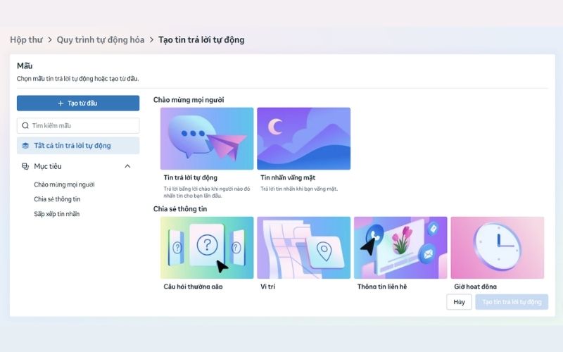Tạo tin nhắn tự động trên facebook
