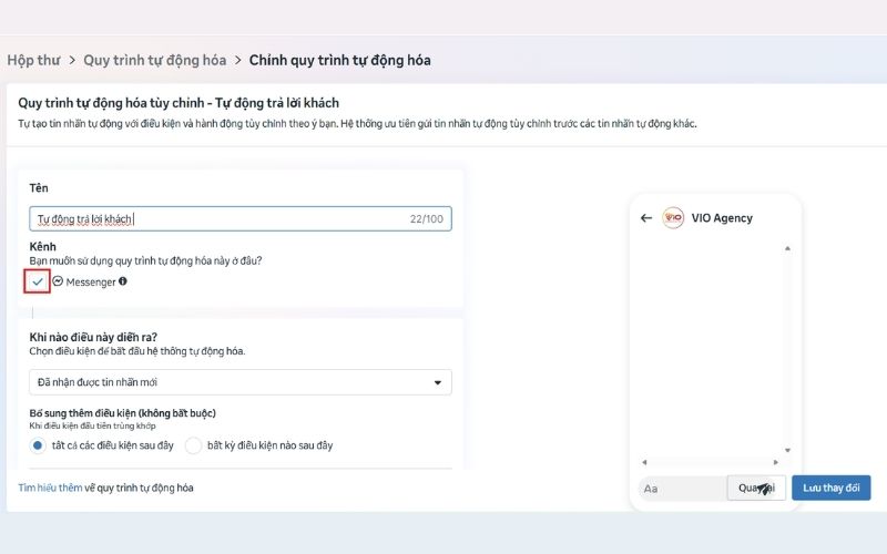 Tùy chỉnh quy trình tự động hóa